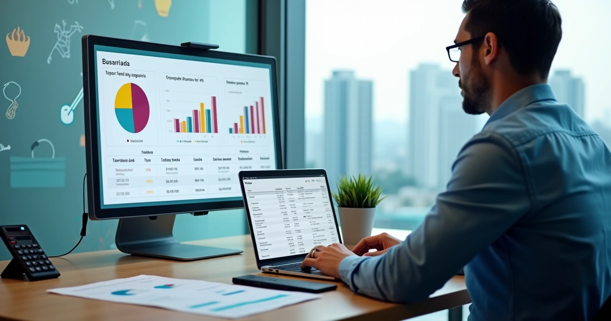 Contador analisando cálculo do Fator R em gráficos de serviços
