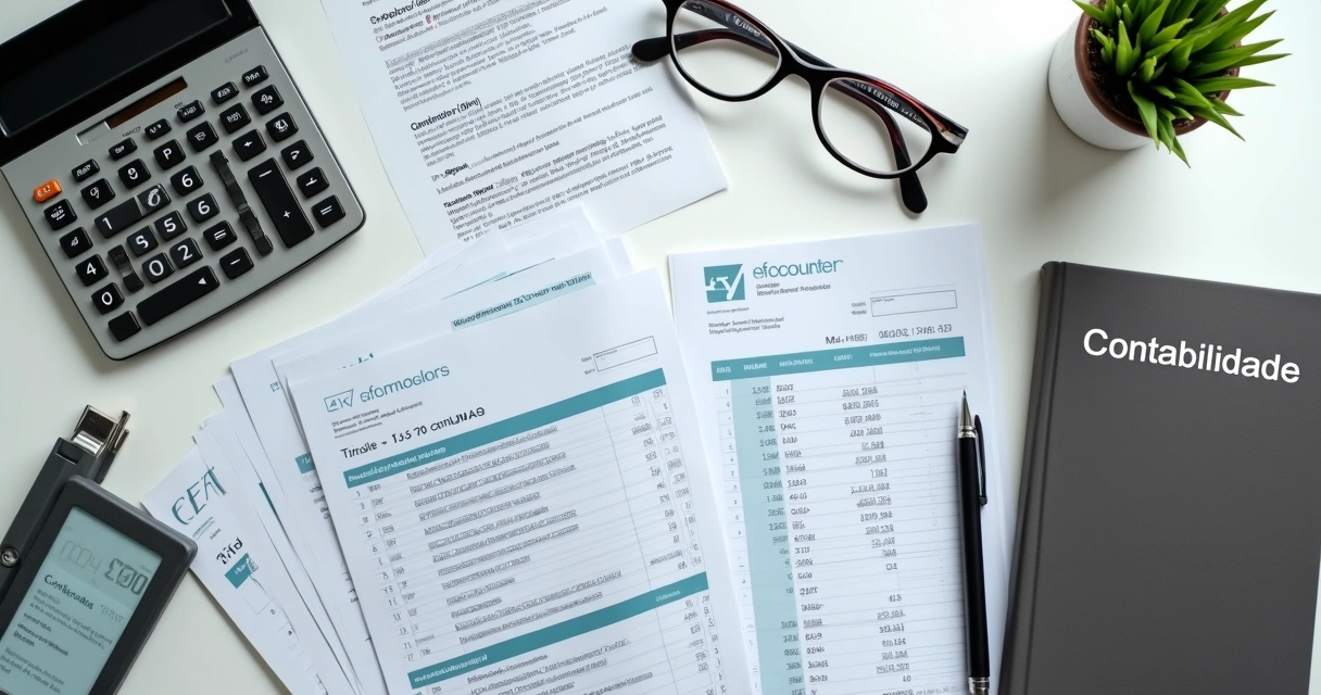 Documentos de contabilidade sobre uma mesa de escritório 